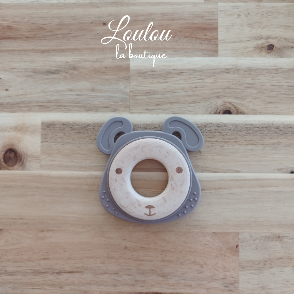 Ourson de dentition silicone et bois
