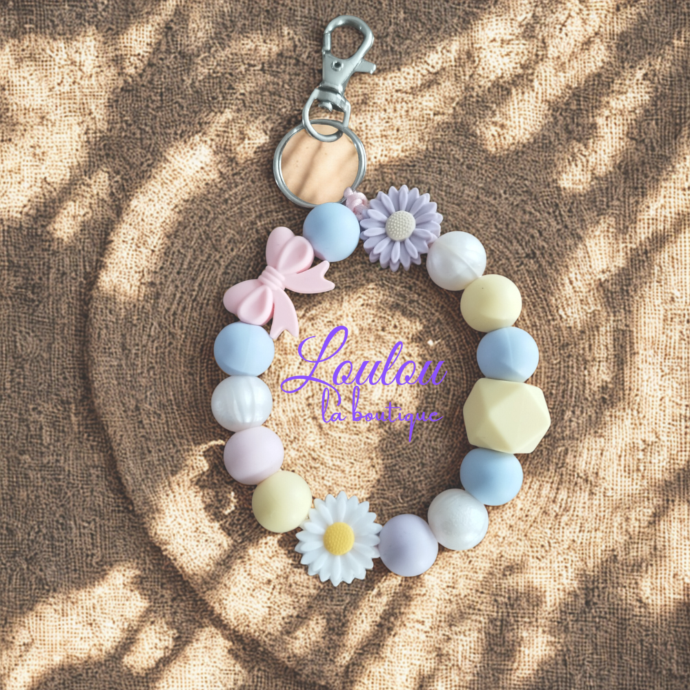 Porte-clef Fleuri Bracelet - Perles Silicone