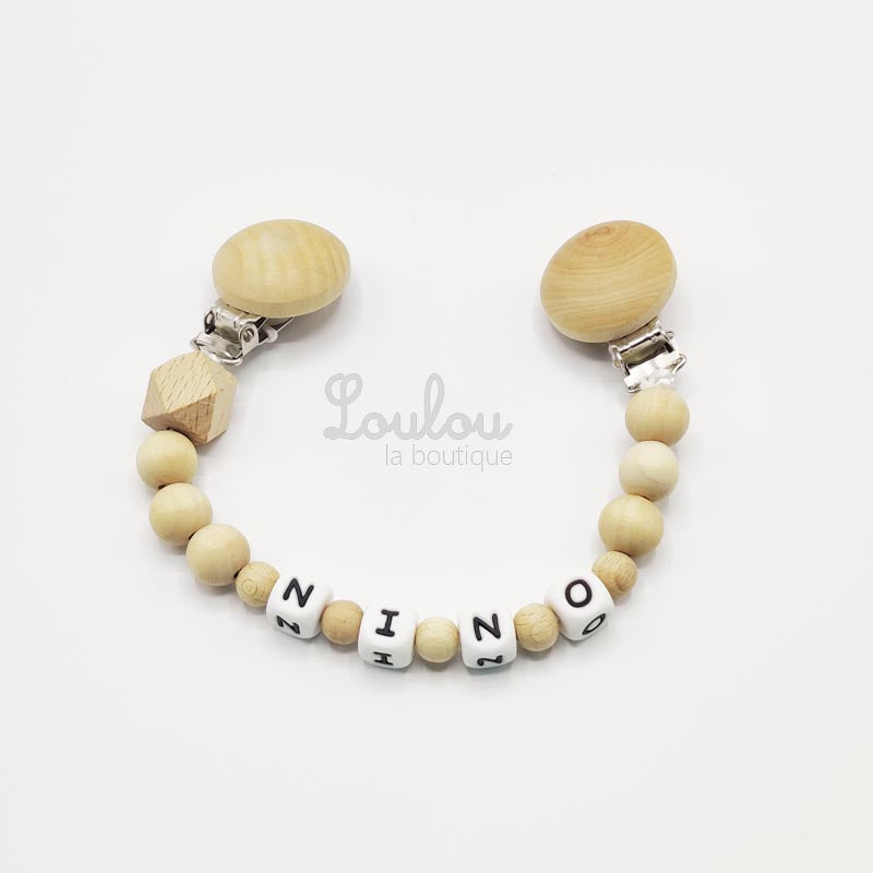 www.louloulaboutique.com attache doudou personnalisée bois naturel