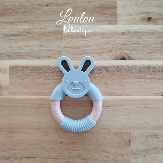 Anneau de dentition lapin silicone et bois
