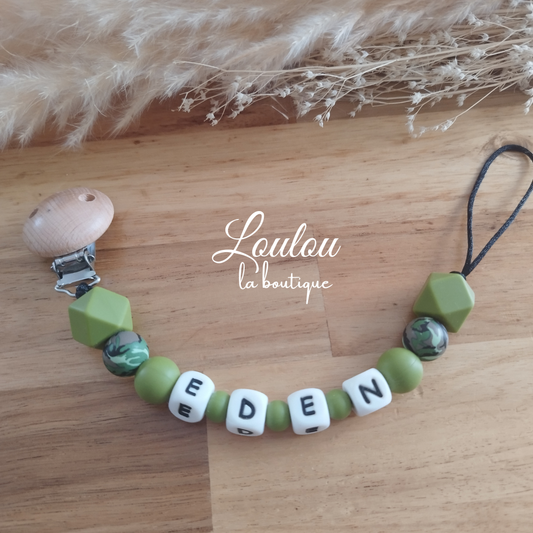 Attache tétine personnalisée camouflage militaire