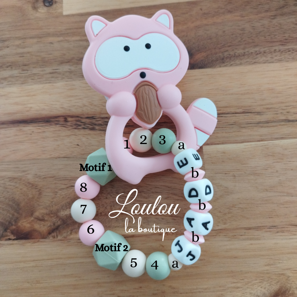 Jouet de dentition personnalisable - Silicone & bois naturel