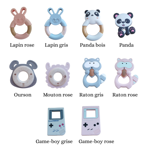 Jouet de dentition personnalisable - Silicone & bois naturel